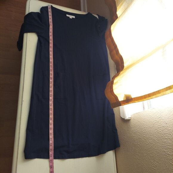 J Jill Purejill Affinity French Terry Blue Shift Dress 3/4 Sleeve Midi Sz Small - Picture 7 of 9